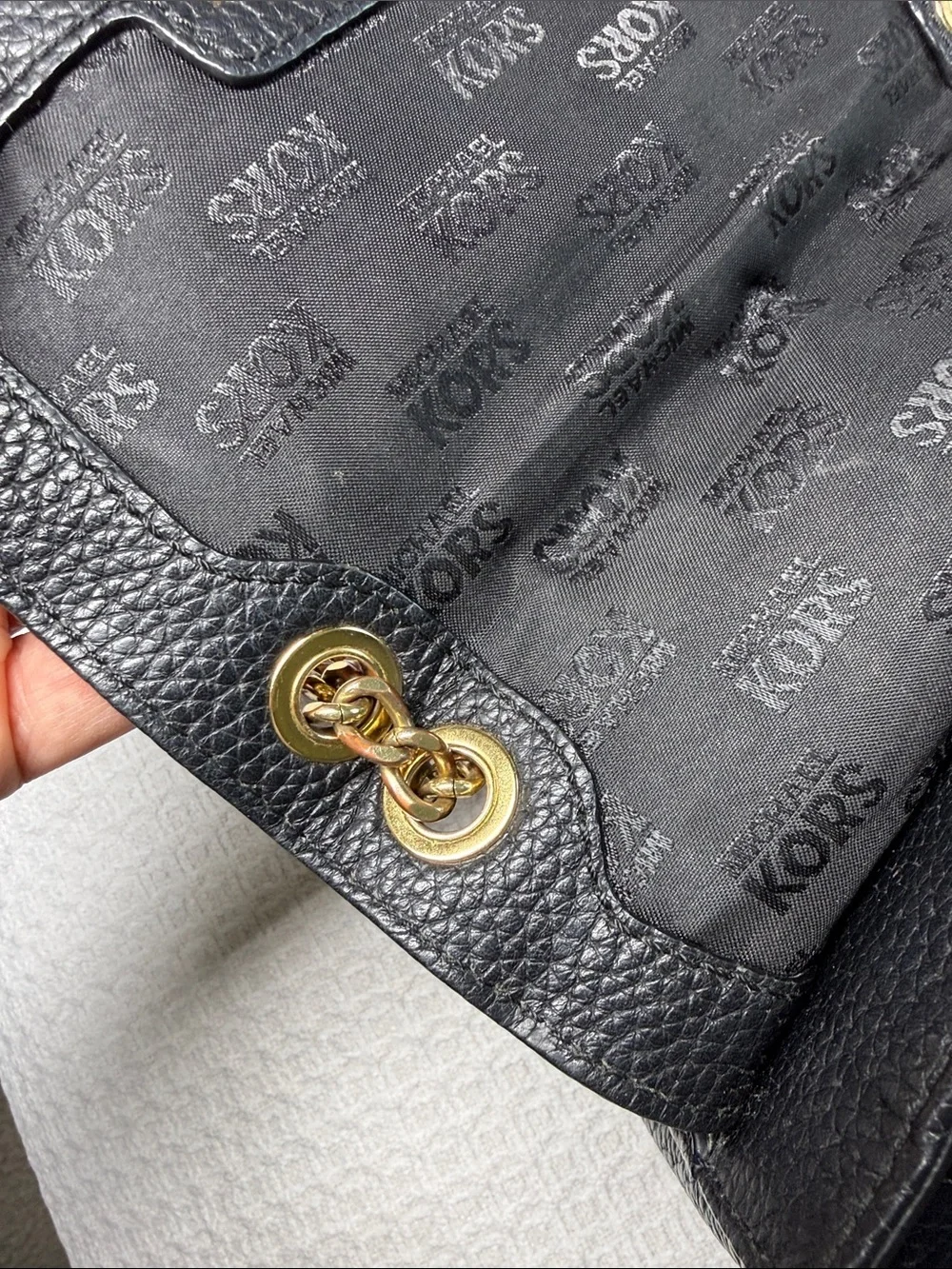Michael Kors black pebbled leather shoulder or crossbody small bag